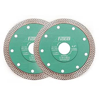 FACHLICH 4-1/2 Inch Super Thin Tile Cutting Blade for Porcelain Marble Ceramics with Diamond Turbo Segment(2-Pack)